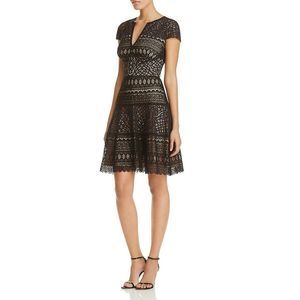 Tadashi Shoji Edna Dress Black Nude Crochet